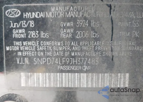 2018 Hyundai Elantra Se из США, поврежденный, VIN 5NPD74LF9JH377483